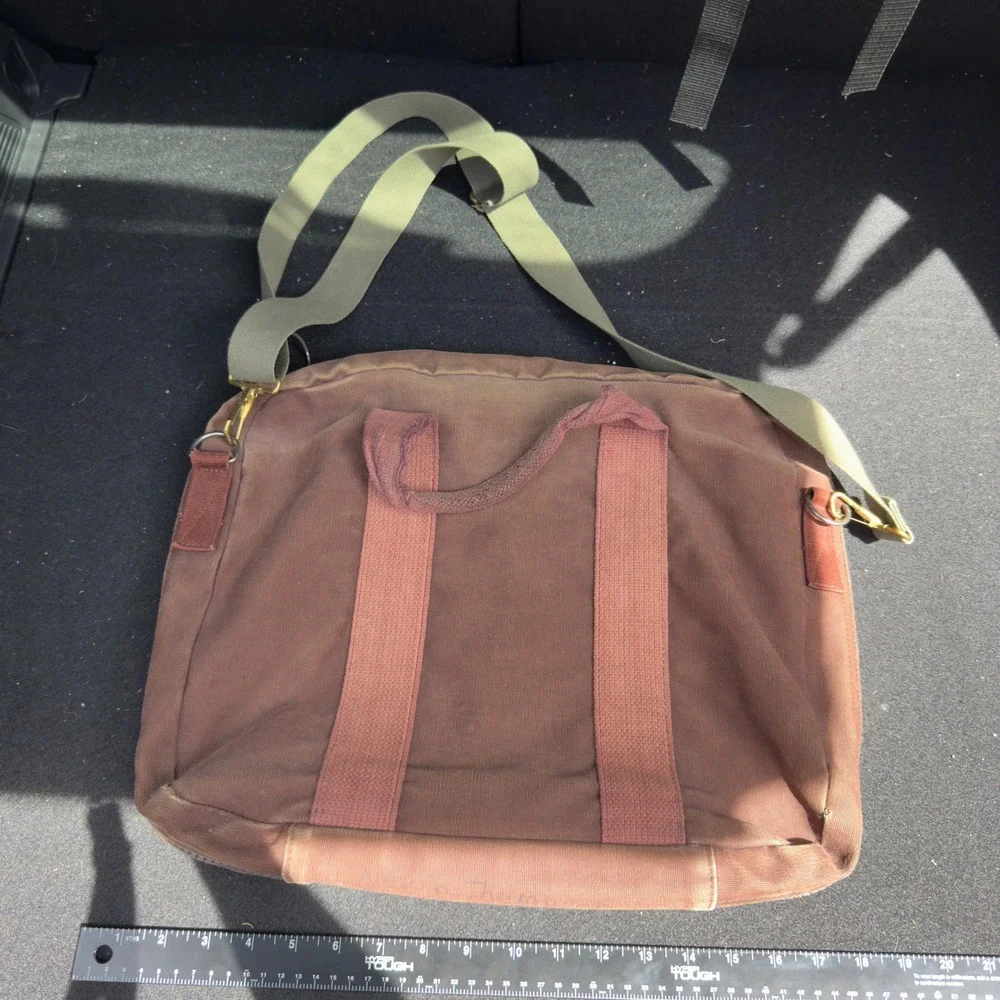 Lands End Square Rigger Canvas Laptop Briefcase Messenger Bag Brown Size OS